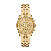 Michael Kors Bryant Damen Uhr in Gold, luxuriöse Edelstahl-Quarzuhr mit Kristallrand, goldfarbenem Zifferblatt und Gliederarmband, Modell MK7530 - Bild 1