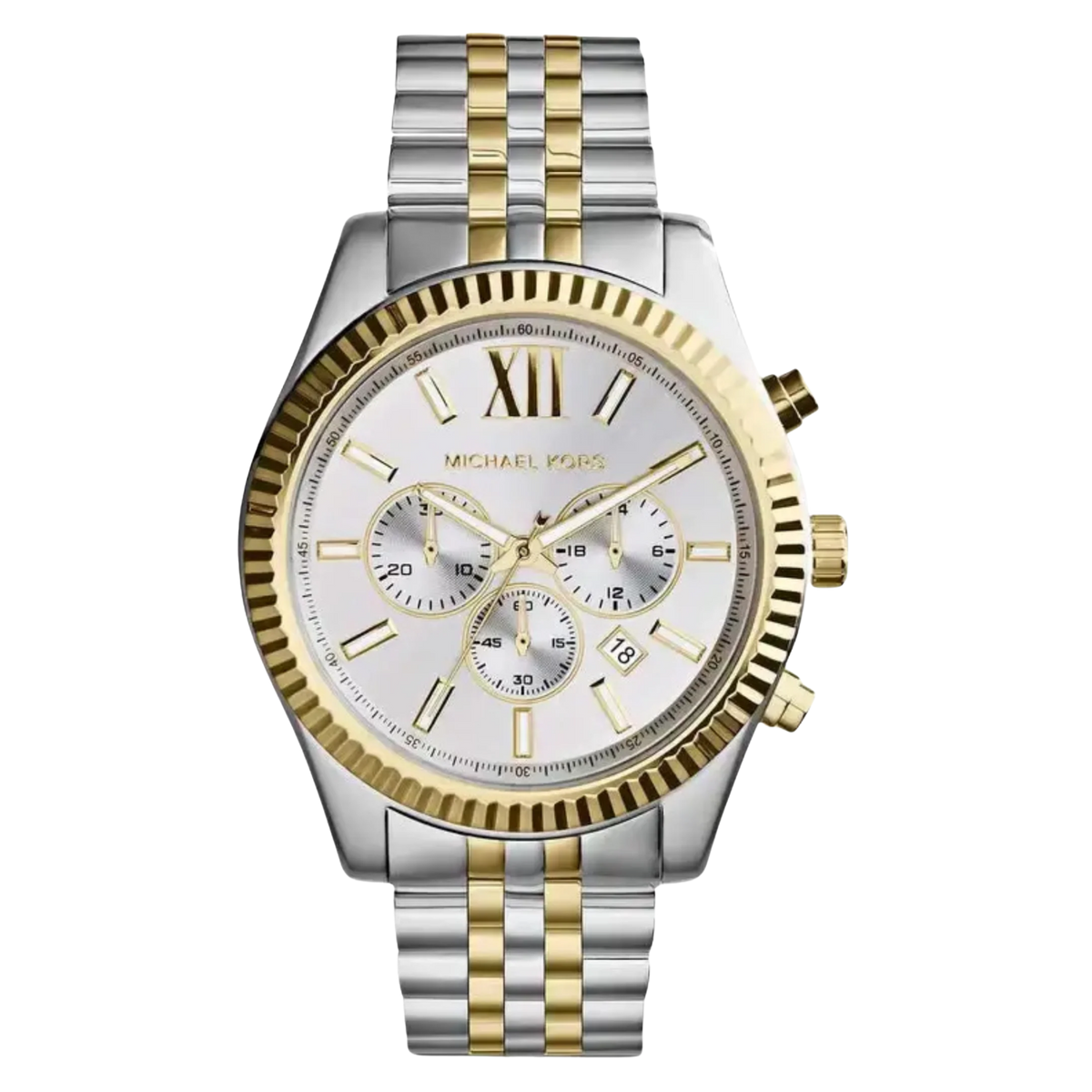 Michael Kors Chronograph Lexington MK8344 Herren Edelstahl Uhr in Gold Silber – Luxus Chronograph mit Datumsanzeige und Quarzwerk