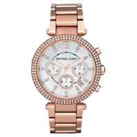 Michael Kors Chronograph Parker MK5491 – Damen Uhr in Roségold mit Perlmutt-Zifferblatt und Kristallverzierung