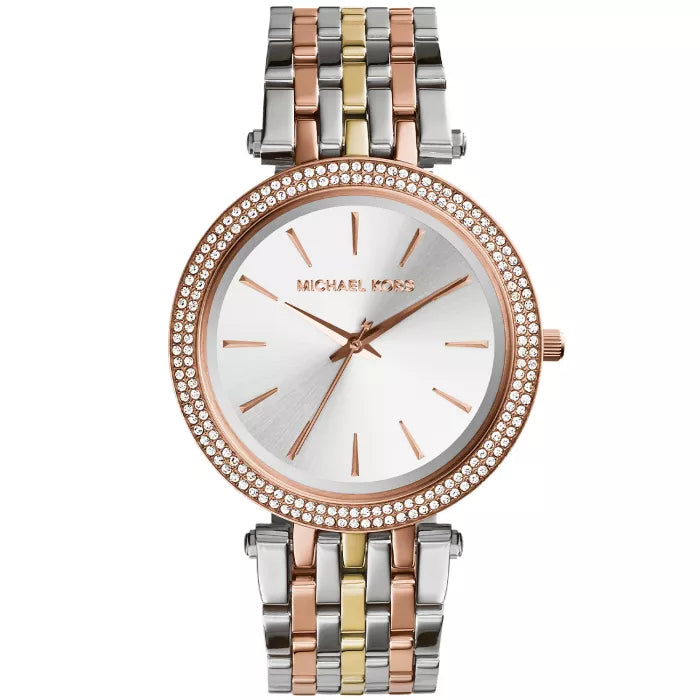 Michael Kors Damenuhr Darci MK3203 – elegante Uhr in Gold und Silber mit Kristalllünette, Edelstahlarmband, luxuriöses Design für Damen