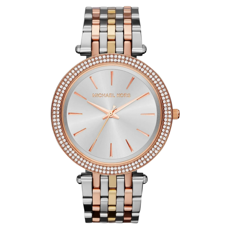 Michael Kors Damenuhr Darci MK3203 – elegante Uhr in Gold und Silber mit Kristalllünette, Edelstahlarmband, luxuriöses Design für Damen