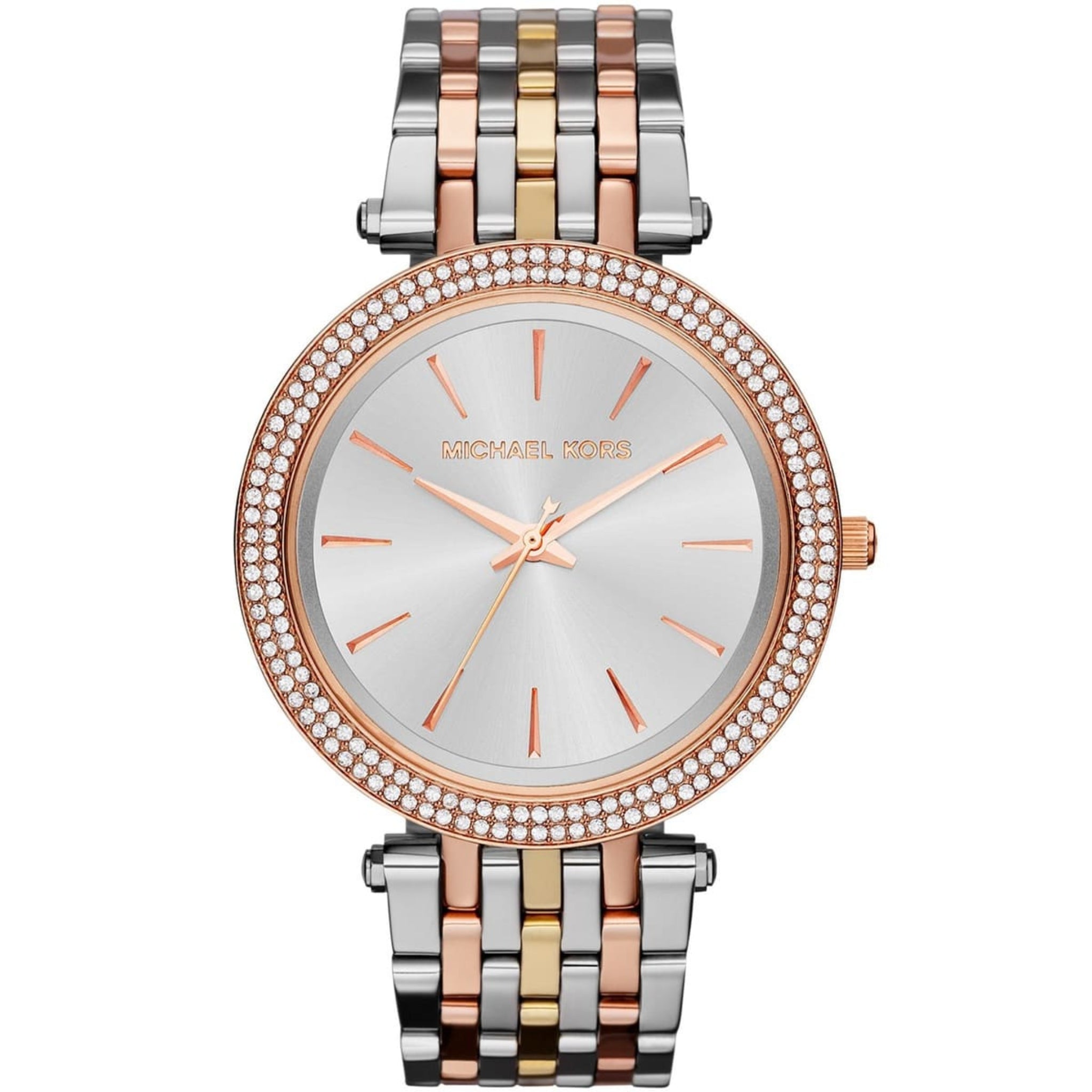 Michael Kors Damenuhr Darci MK3203 – elegante Uhr in Gold und Silber mit Kristalllünette, Edelstahlarmband, luxuriöses Design für Damen