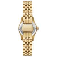 Rückansicht der goldenen Michael Kors Damenuhr Lexington MK4842 mit Edelstahlarmband