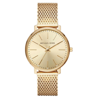 Michael Kors Damenuhr Pyper MK4339 – goldene Edelstahl Uhr mit Mesh-Armband und minimalistischem Zifferblatt
