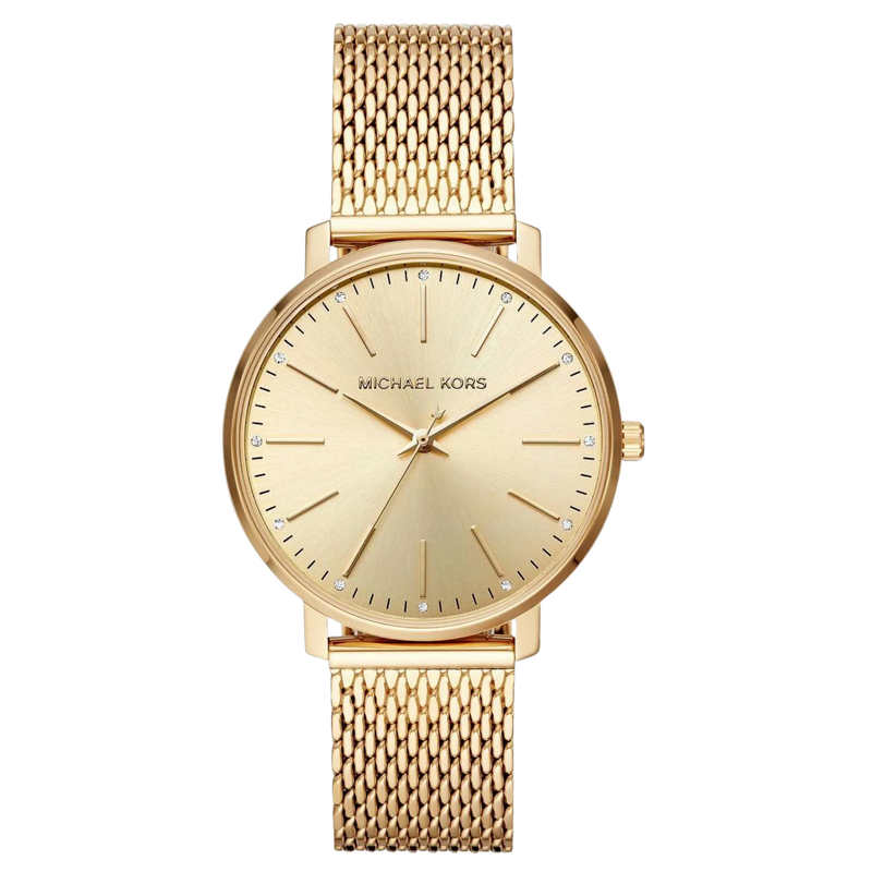 Michael Kors Damenuhr Pyper MK4339 – goldene Edelstahl Uhr mit Mesh-Armband und minimalistischem Zifferblatt