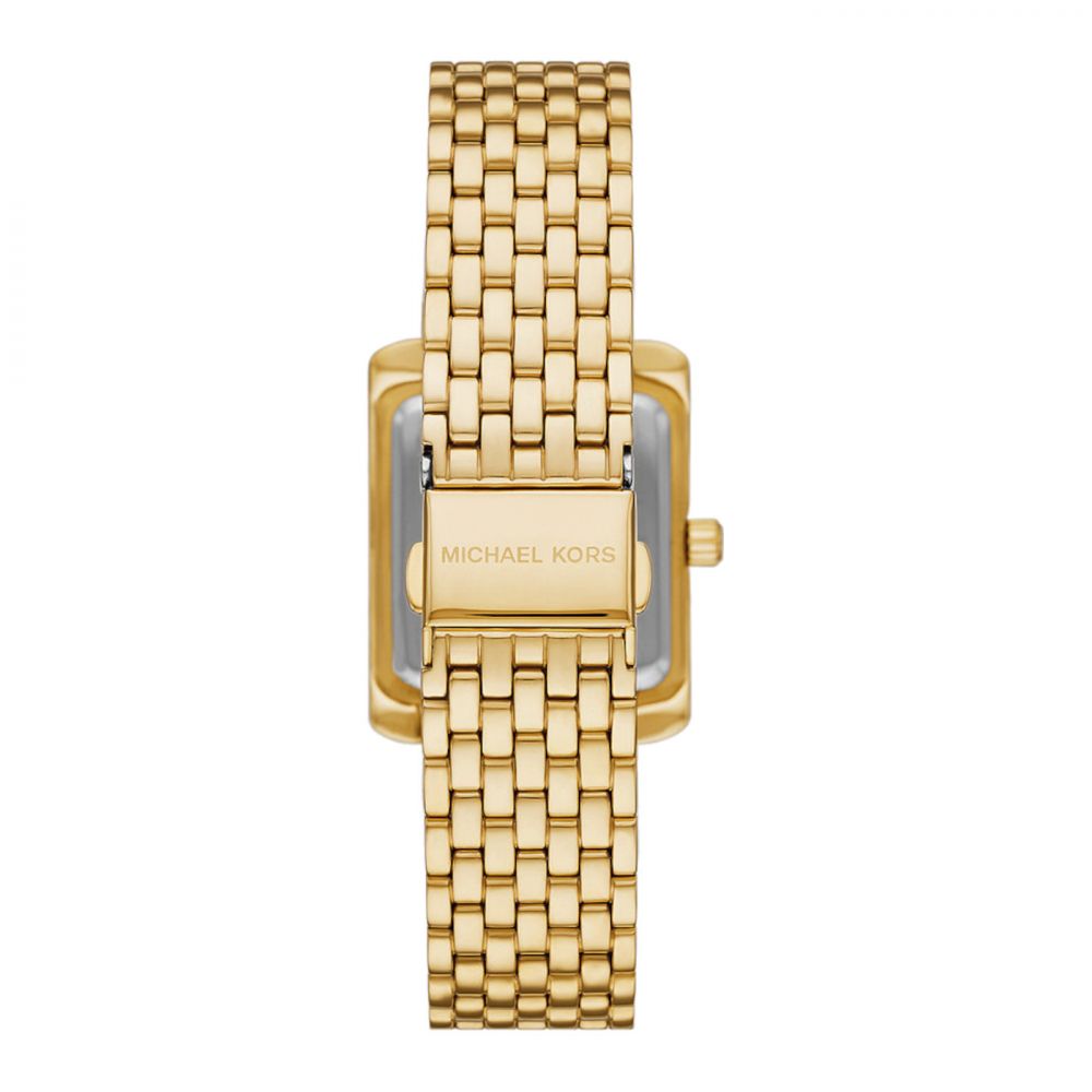 Rückansicht der Michael Kors Emery Damenuhr MK4742 in Gold mit Edelstahlarmband