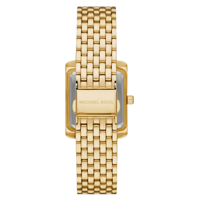 Rückansicht der Michael Kors Emery Damenuhr MK4742 in Gold mit Edelstahlarmband
