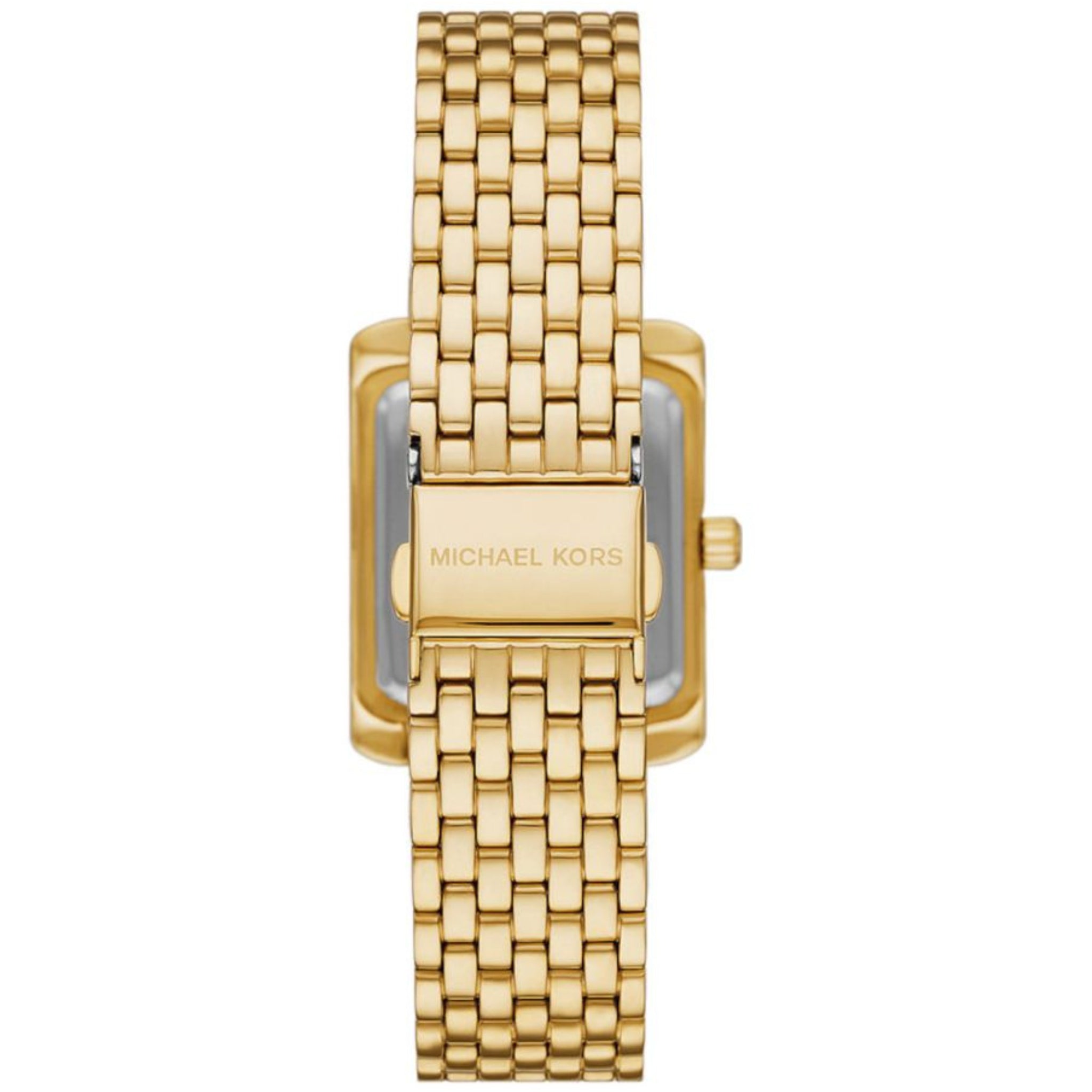 Rückansicht der Michael Kors Emery Damenuhr MK4742 in Gold mit Edelstahlarmband