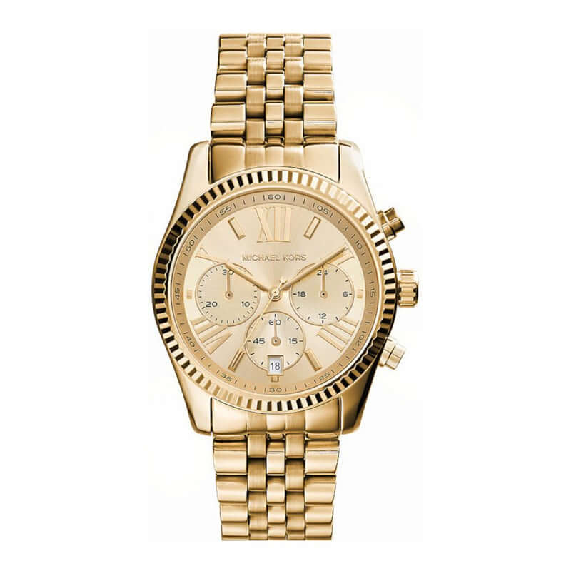Michael Kors Lexington Damen Uhr in Gold, elegante Quarzuhr aus Edelstahl mit Gliederarmband und goldfarbenem Zifferblatt, Modell MK7378