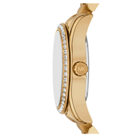 Michael Kors Lexington Damenuhr MK4924 in Gold – Seitenansicht mit Ziersteinen