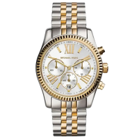 Michael Kors MK5955 Damen Lexington Uhr, zweifarbig Gold Silber, Edelstahlarmband, Chronograph, analoges Zifferblatt, elegante Luxusuhr für Damen