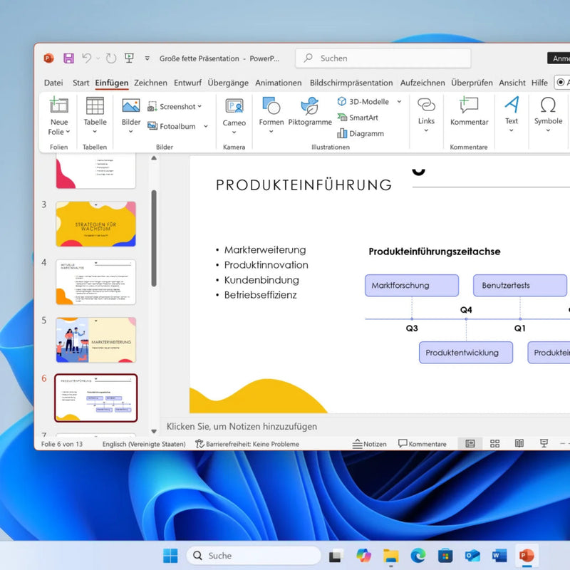 Microsoft 365 Personal Präsentation mit PowerPoint auf Windows 11 Oberfläche