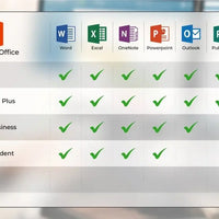 Vergleichstabelle der Microsoft Office 2010 Versionen mit den enthaltenen Programmen wie Word, Excel, PowerPoint, Outlook, Publisher und Access

