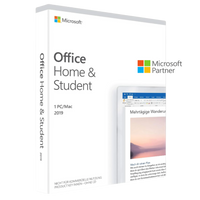 Produktverpackung von Microsoft Office Home & Student 2019 für PC als Download-Lizenz mit den klassischen Office-Apps für Schule, Studium und Zuhause
