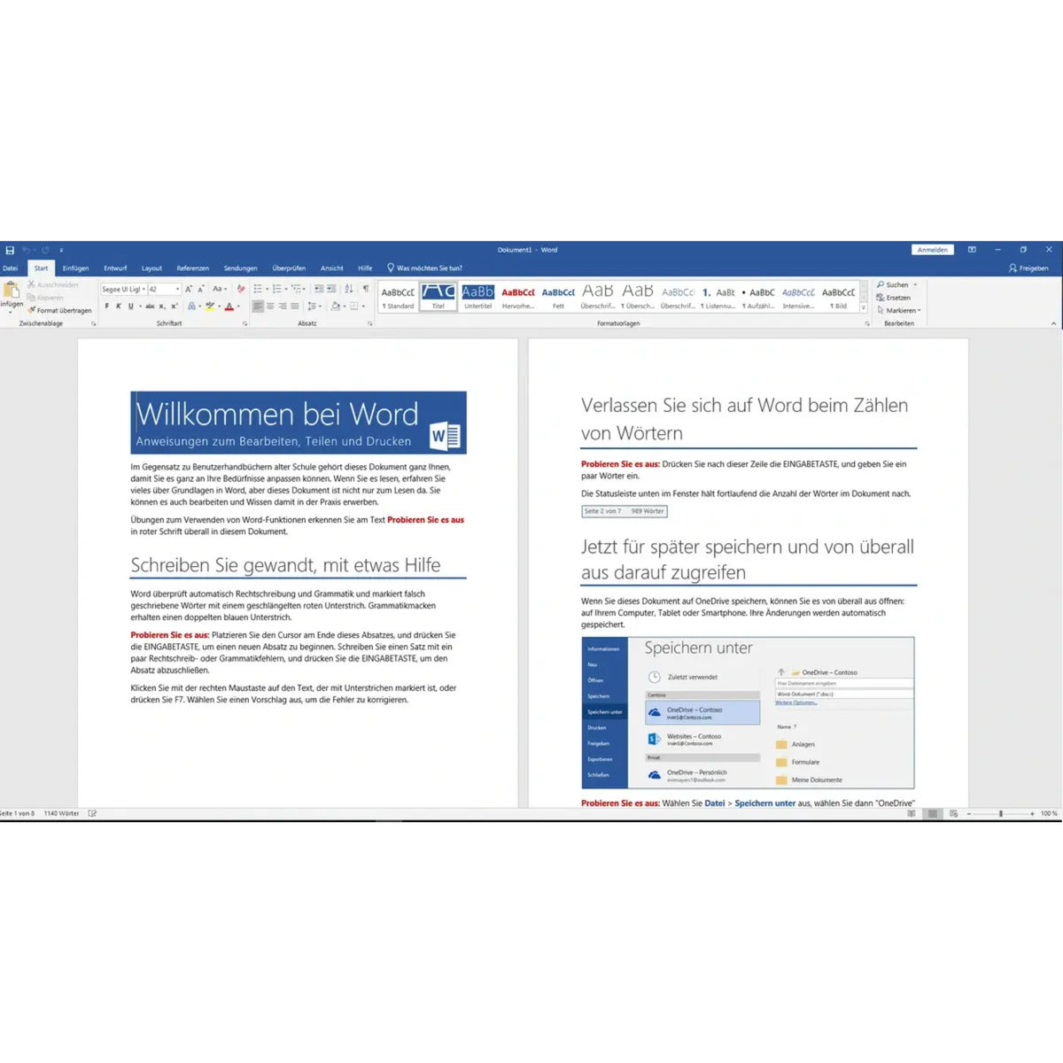 Microsoft Office 2019 Professional für Windows – Word-Screenshot mit geöffnetem Dokument und Funktionen zur Textverarbeitung.

