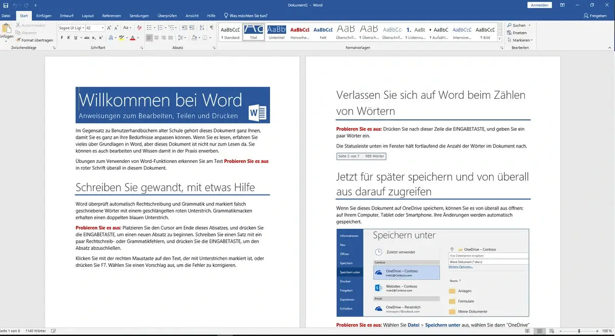 Microsoft Office 2019 Professional für Windows – Word-Screenshot mit geöffnetem Dokument und Funktionen zur Textverarbeitung.
