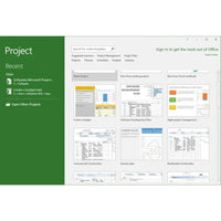 Screenshot der Microsoft Project 2016 Professional Vorlagen und Projektübersicht