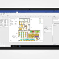 Diagrammeditor von Microsoft Visio 2021 Professional mit einer detaillierten Grundriss- und Raumplan-Visualisierung auf dem Desktop.