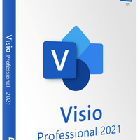 Produktverpackung von Microsoft Visio 2021 Professional für PC als Download-Lizenz zur Erstellung professioneller Diagramme und Visualisierungen