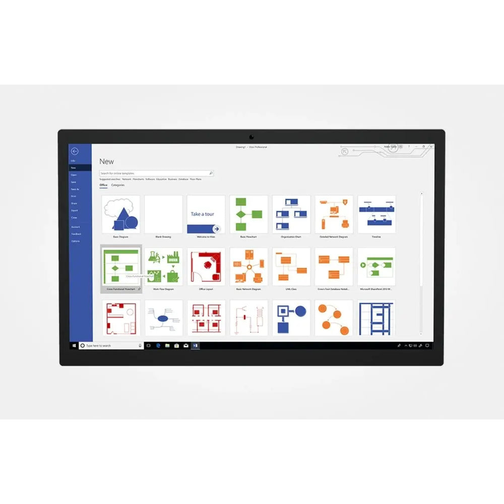 Vorlagenübersicht in Microsoft Visio 2021 Professional mit zahlreichen Diagramm- und Schablonenoptionen für professionelle Visualisierungen