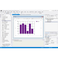 Screenshot der Benutzeroberfläche von Microsoft Visual Studio Professional 2022 mit geöffnetem Windows-Forms-Projekt und Balkendiagramm zur Visualisierung von Daten – Entwicklungsumgebung für Programmierer