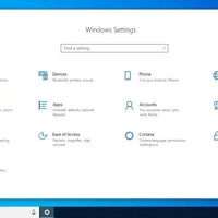 Windows 10 Enterprise Einstellungsmenü mit System-, Geräte-, Netzwerk- und Sicherheitsoptionen in der modernen Benutzeroberfläche