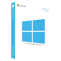 Produktverpackung von Microsoft Windows 10 Enterprise als 32- und 64-Bit Lizenz für professionelle Unternehmens-PCs und Laptops.
