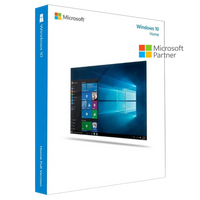 Produktverpackung von Microsoft Windows 10 Home OEM als 32- und 64-Bit Download-Lizenz – offizielles Betriebssystem für PCs mit modernem Windows 10 Desktop