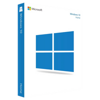 Produktverpackung von Microsoft Windows 10 Home OEM als 32- und 64-Bit Download-Lizenz – offizielles Betriebssystem für PCs mit modernem Windows 10 Desktop