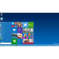Screenshot der Windows 10 Home OEM Benutzeroberfläche mit geöffnetem Startmenü und moderner Desktop-Ansicht für PCs