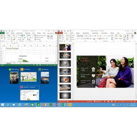 Multitasking-Ansicht unter Windows 10 Home OEM mit geöffneten Microsoft Office Anwendungen wie Excel und PowerPoint auf dem Desktop
