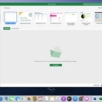 Startansicht von Microsoft Excel in Office 2021 Standard für Mac mit Vorlagenübersicht