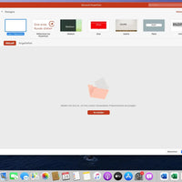Startansicht von Microsoft PowerPoint in Office 2021 Standard für Mac mit Designvorlagen