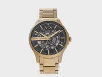 Armani Exchange Herrenuhr AX2419 in Gold mit schwarzem Zifferblatt im Skelett Design und Edelstahlarmband im eleganten modernen Stil - Video