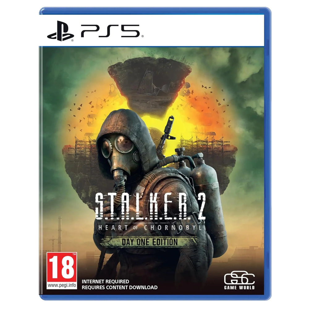 S.T.A.L.K.E.R. 2 Heart of Chornobyl PS5 – Day One Edition Cover mit Hauptcharakter und apokalyptischer Umgebung