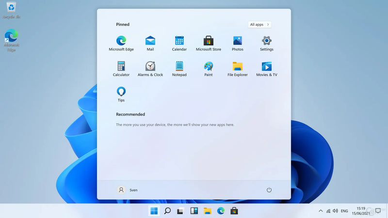 Windows 11 Startmenü und Desktop Screenshot, Original Microsoft Betriebssystem von KARINEX