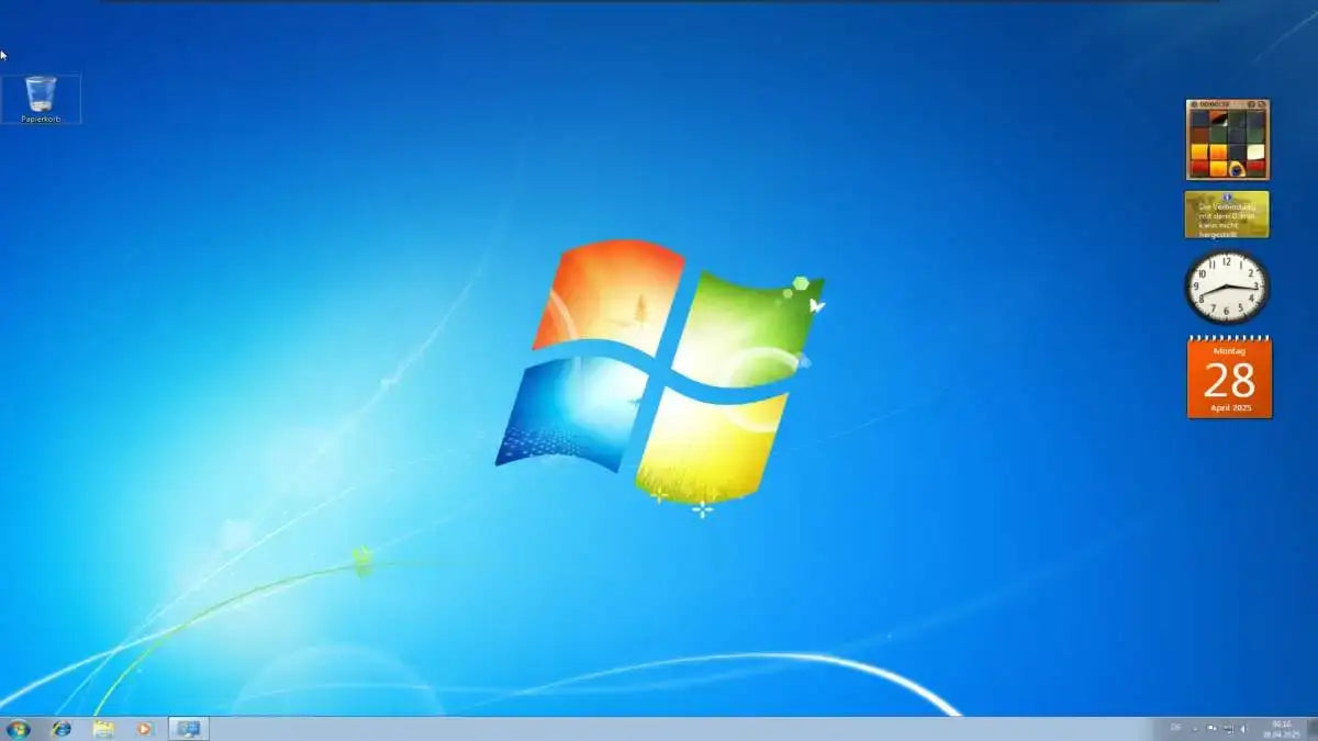 Windows 7 Home Premium Desktop Screenshot mit Widgets und Startleiste